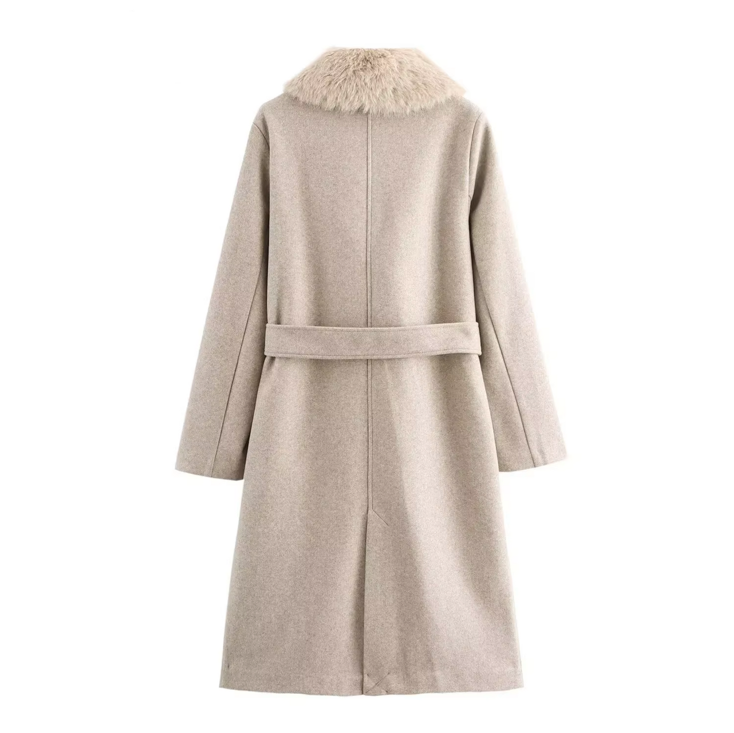 Elara – Elegant Wool Coat with Fur Collar