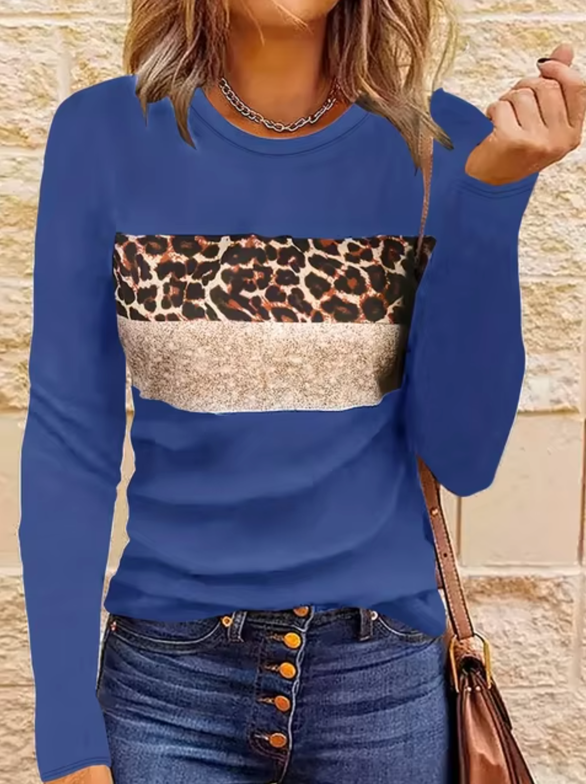 Myline – Long Sleeve Leopard Print T-Shirt