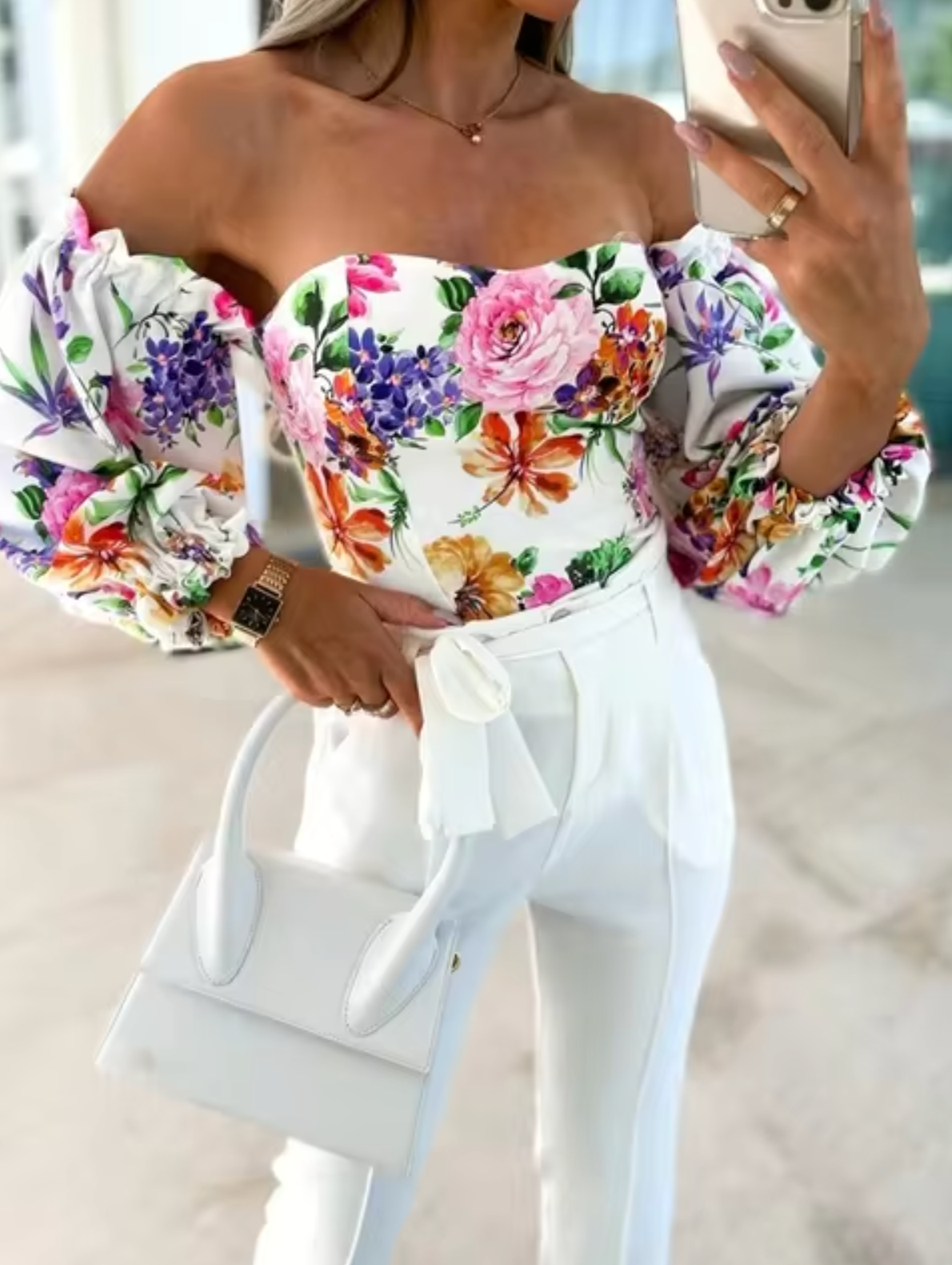 Lucille - Off-Shoulder Floral Tops