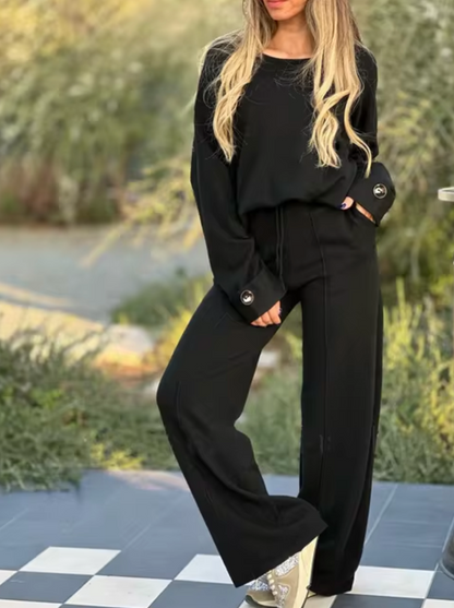 Lori - Long Sleeves and Wide Pants Set