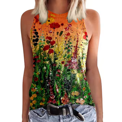 Minsy – Colorful Flowers Sleeveless Top