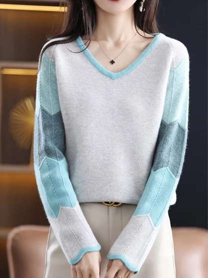 Marce – Colorful V-neck Knitted Sweater