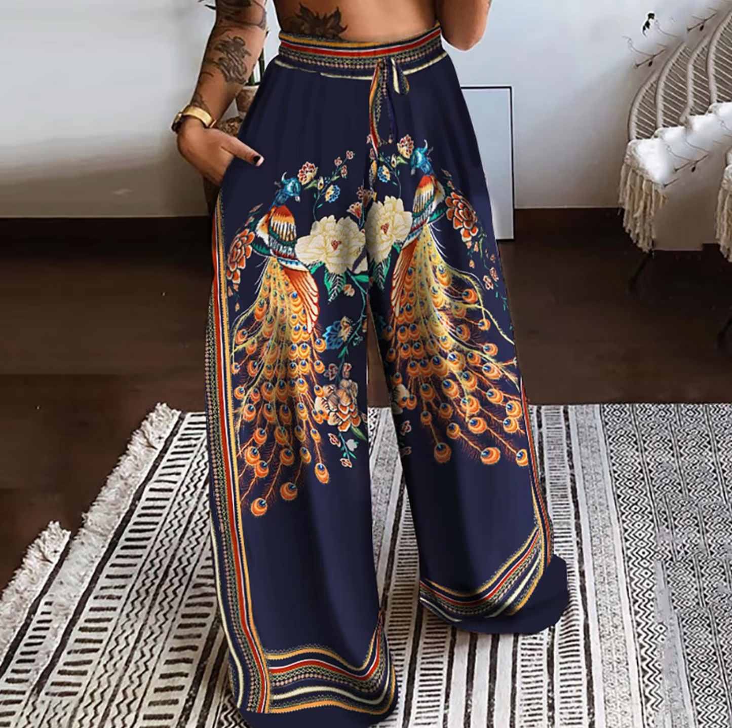 Naureen - High Waist Boho Print Pants