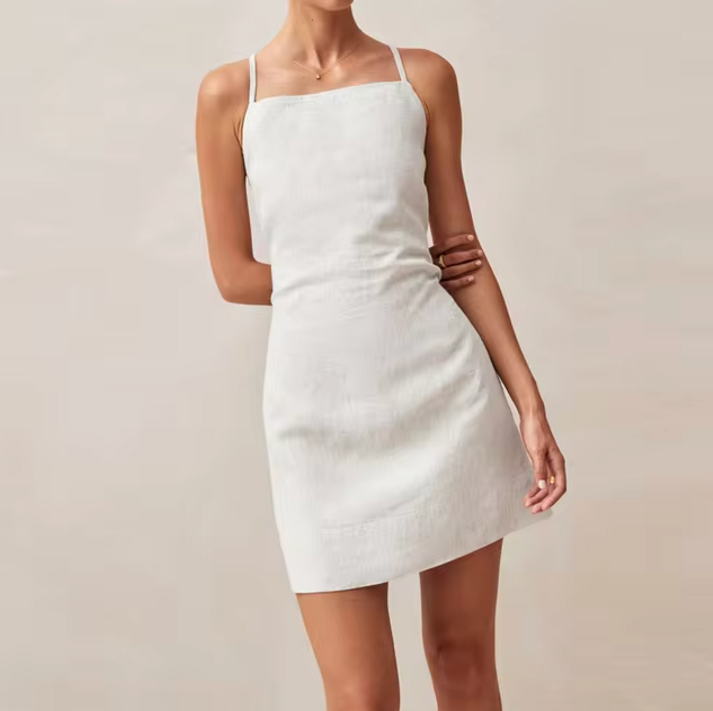 Penelope - Cotton Linen Cross-back Mini Dress