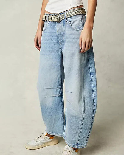 Adeline - Mid Rise Barrel Jeans For Women