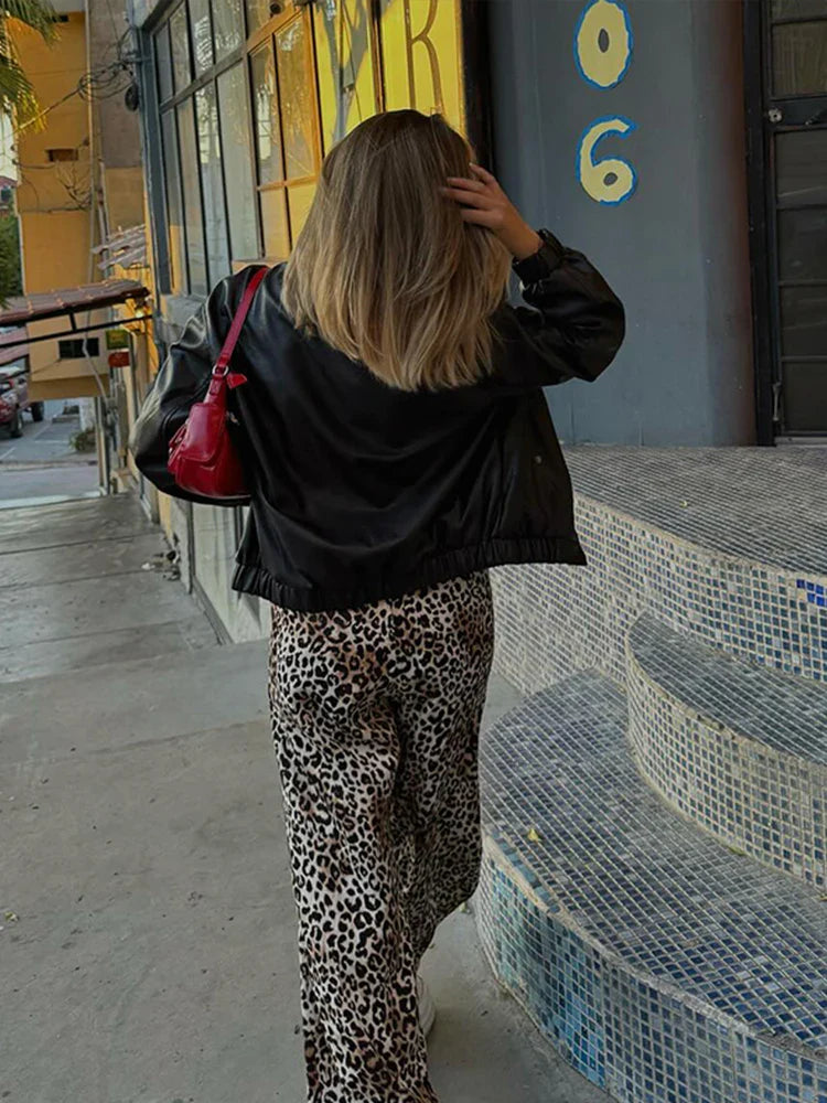 Adrianne – Wide Leg Leopard Print Trousers