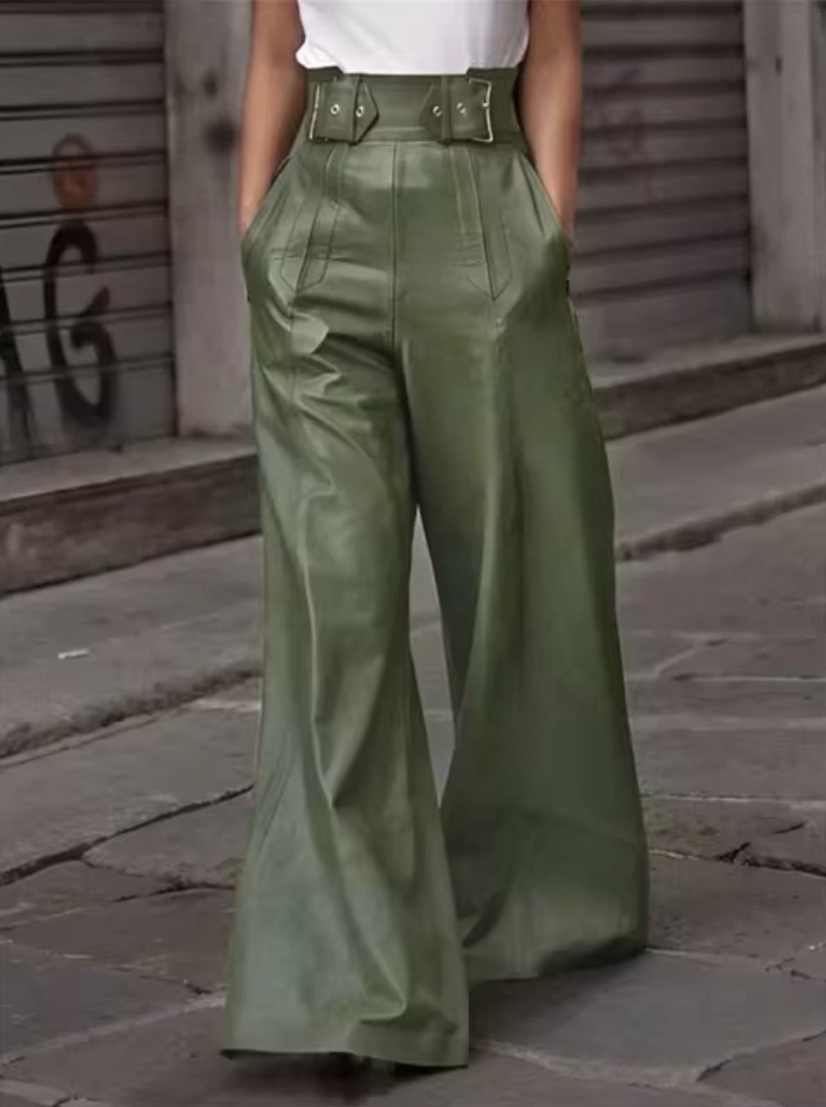 Veloria – Wide-leg Leather Pants