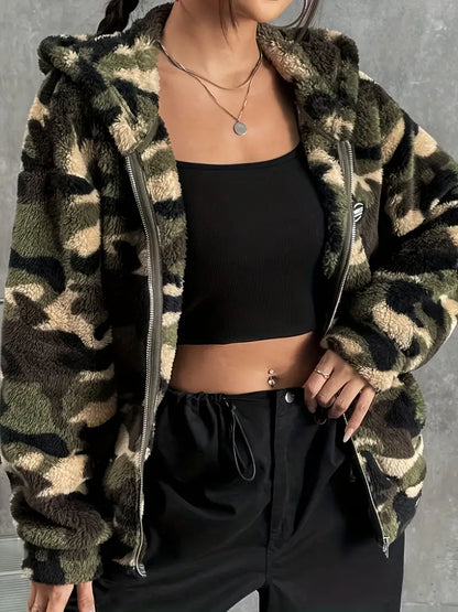 Kitty – Camouflage Print Fur Jacket