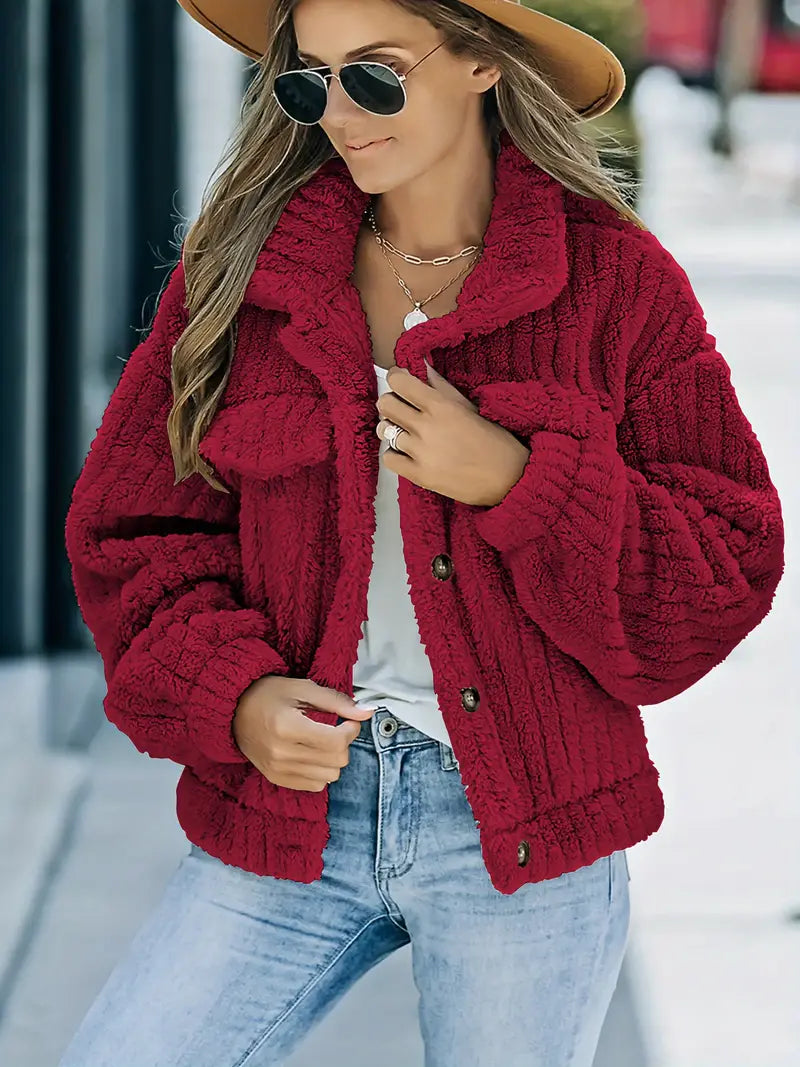 Neve – Solid color fur jacket