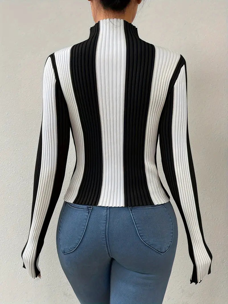 Julee – Striped Turtleneck Sweater