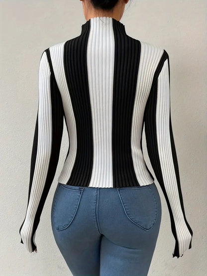 Julee – Striped Turtleneck Sweater