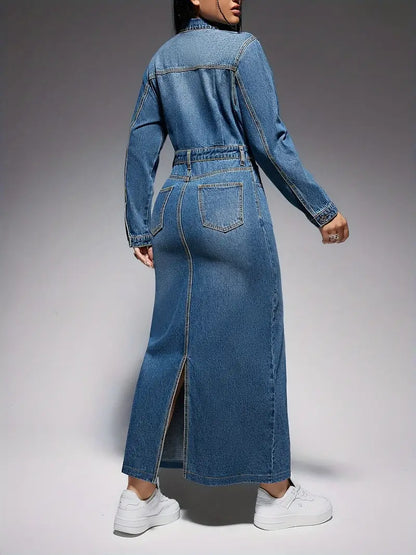 Oona – Long Sleeve Denim Maxi Dress