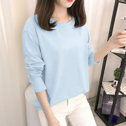 Izabel – Cotton Round Neck Long-sleeved Shirt