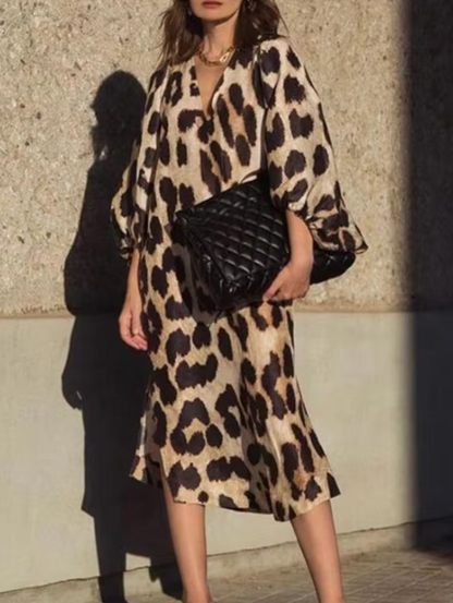 Zera – Leopard V-neck Dress