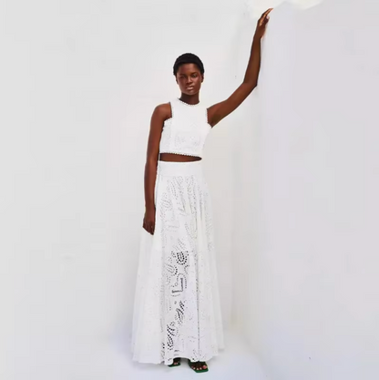 Bethesda – Cotton Linen Crop Top and Long Skirt