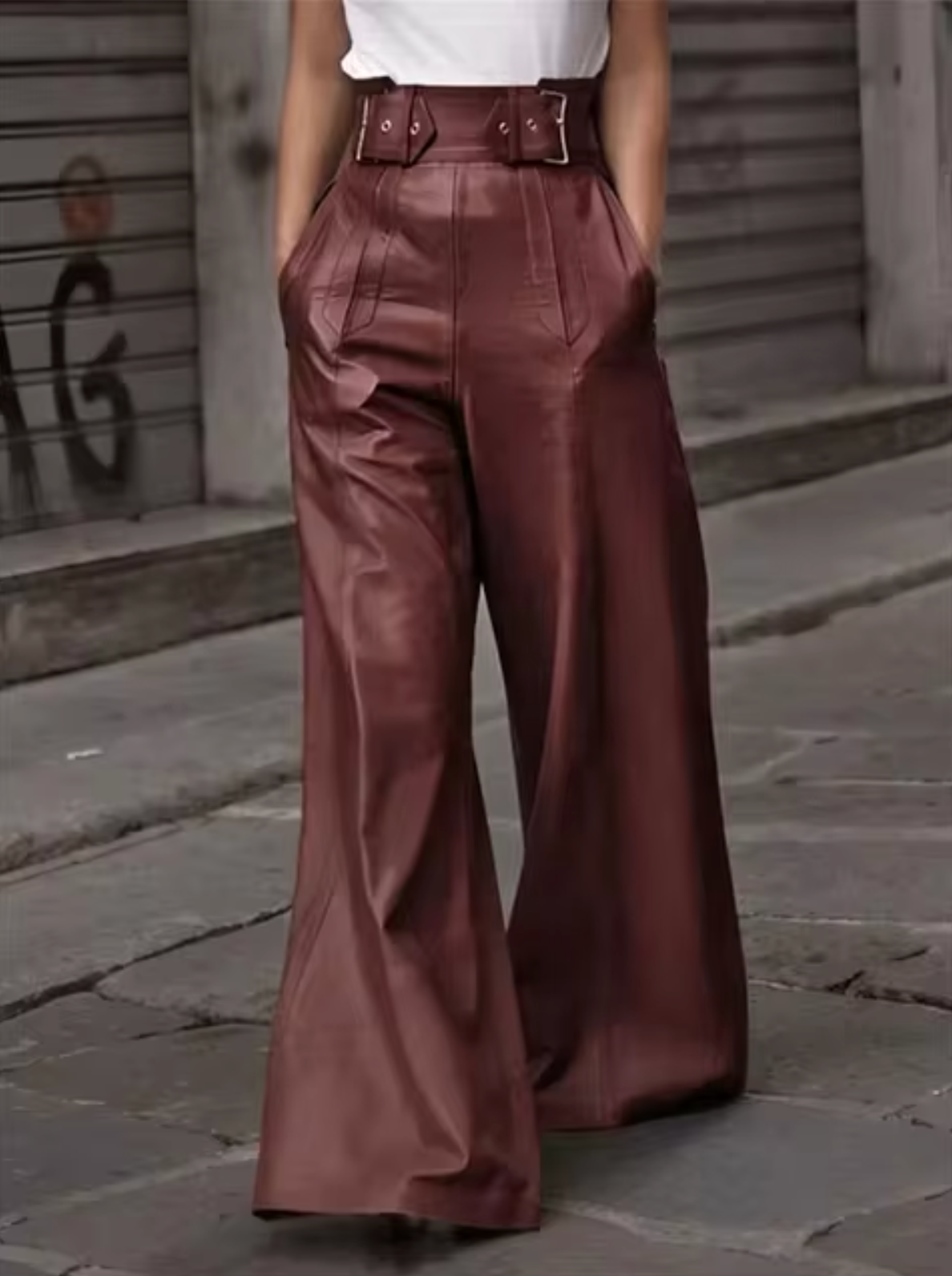 Veloria – Wide-leg Leather Pants