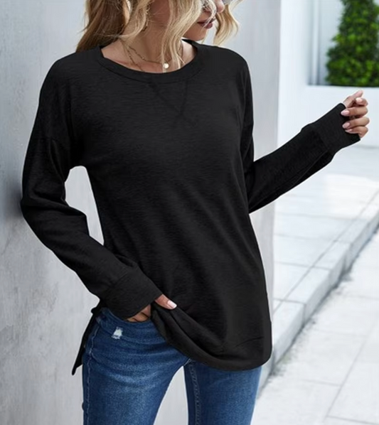 Kara – Stylish Long Sleeve Crew Neck T-Shirt