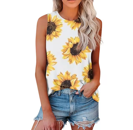 Avrielle – Sunflower Print Tank Top