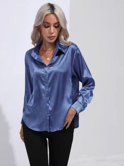 Annika - Satin Long Sleeve Blouse