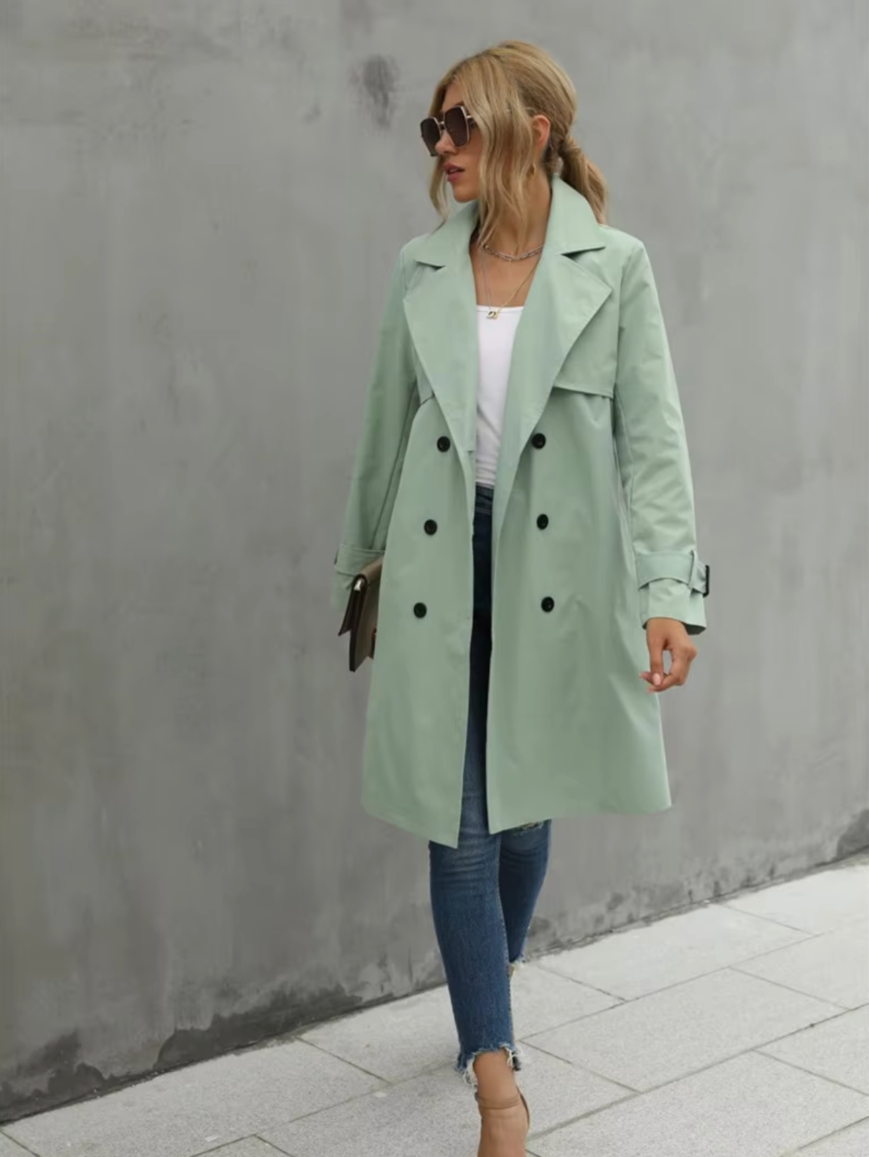 Mathilda – Long Sleeve Casual Trench Coat