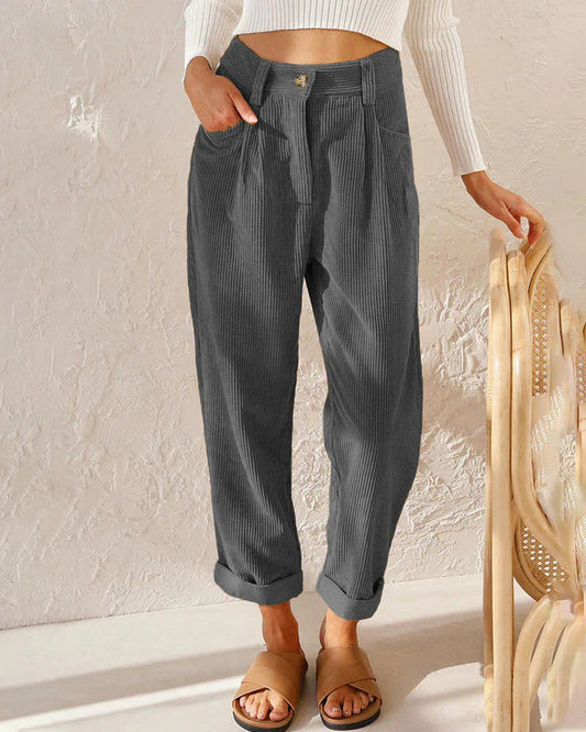 Makiko – High-waist Cotton Corduroy Trousers