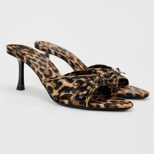 Maila – Leopard Print High Heel Slippers