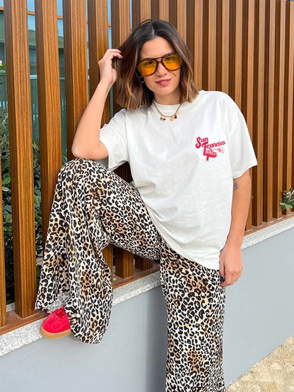 Adrianne – Wide Leg Leopard Print Trousers