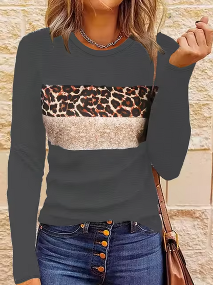 Myline – Long Sleeve Leopard Print T-Shirt