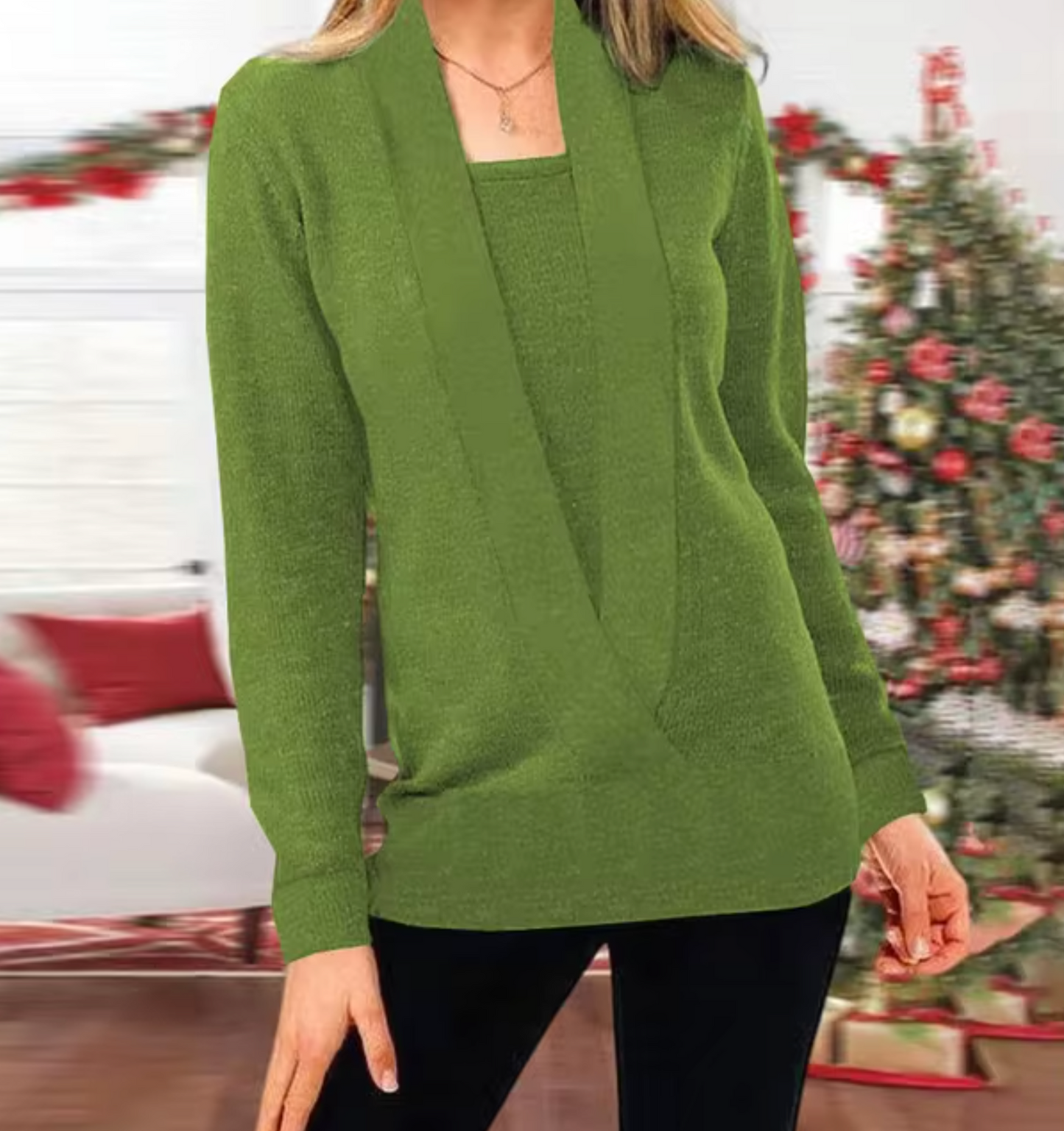 Martha – Knitted Deep V-neck Sweater