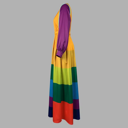 Aurora – Rainbow Long-Sleeved Maxi Dress