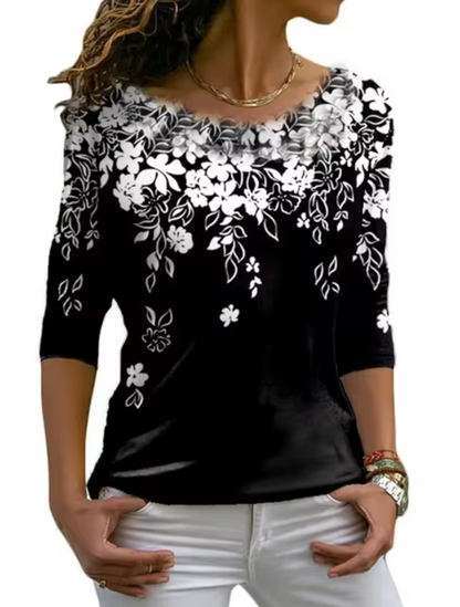 Tisha –  Stylish Floral Long-sleeved T-shirt