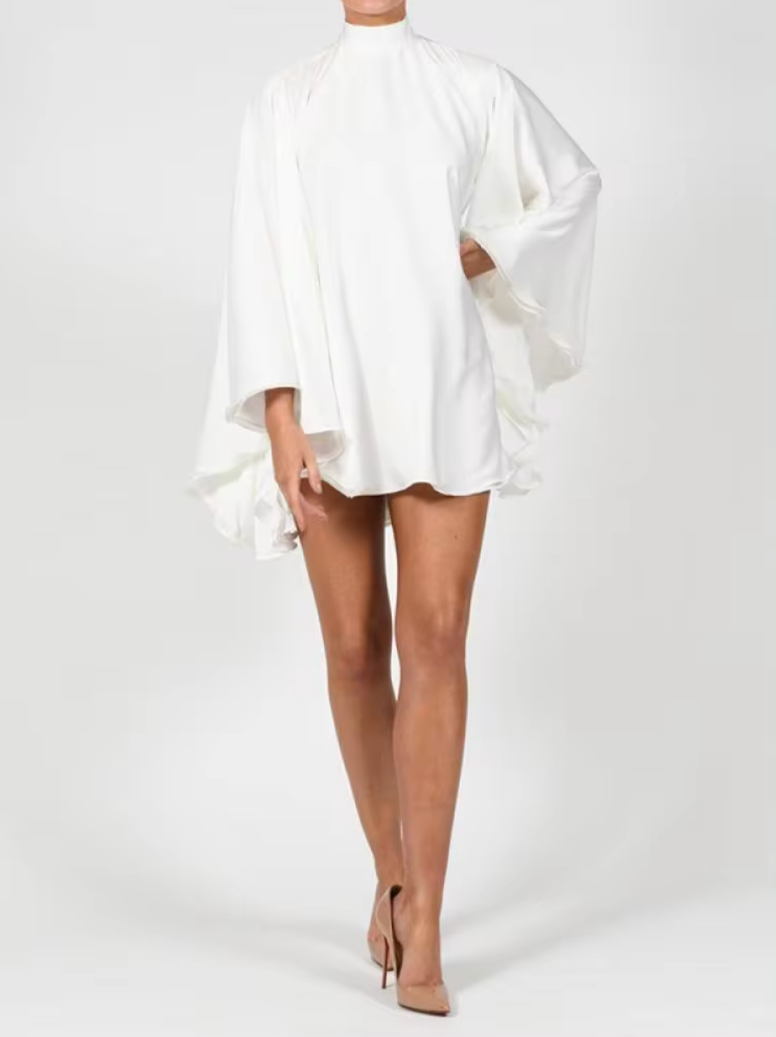 Benetta – Ruffled Sleeves Turtleneck Dress