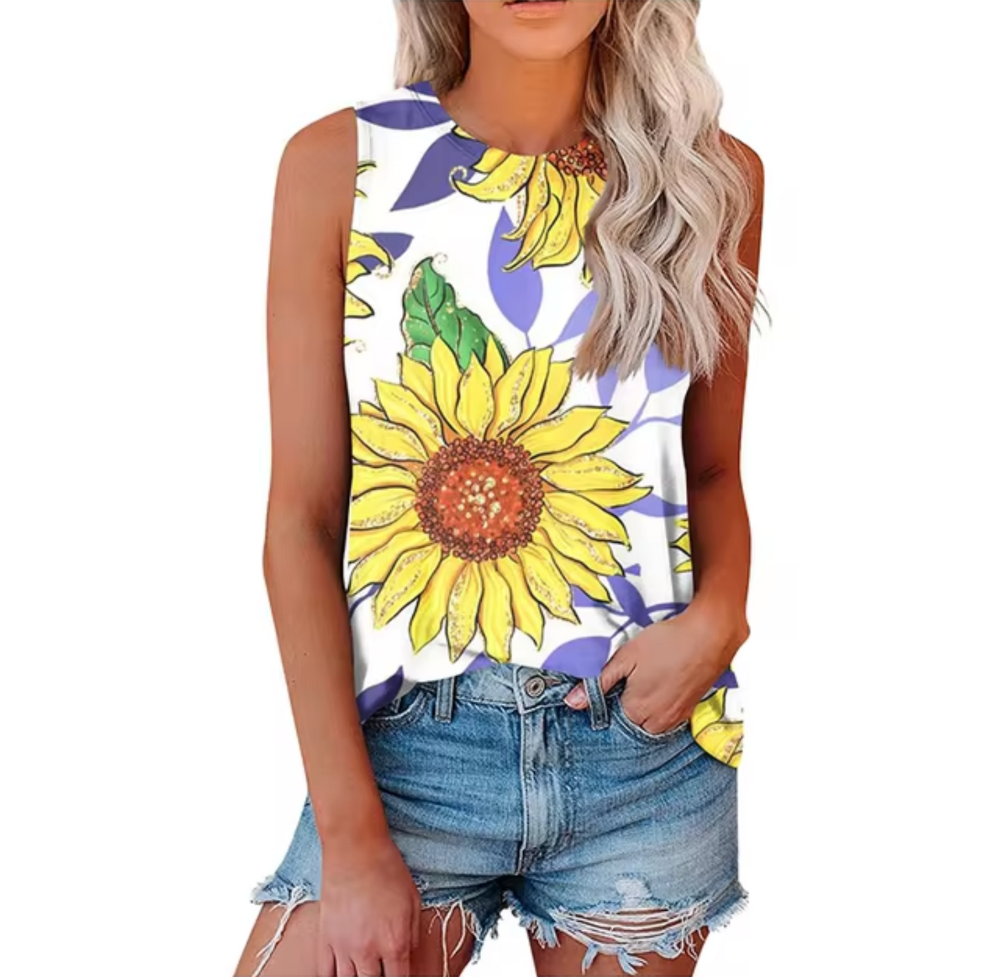 Avrielle – Sunflower Print Tank Top