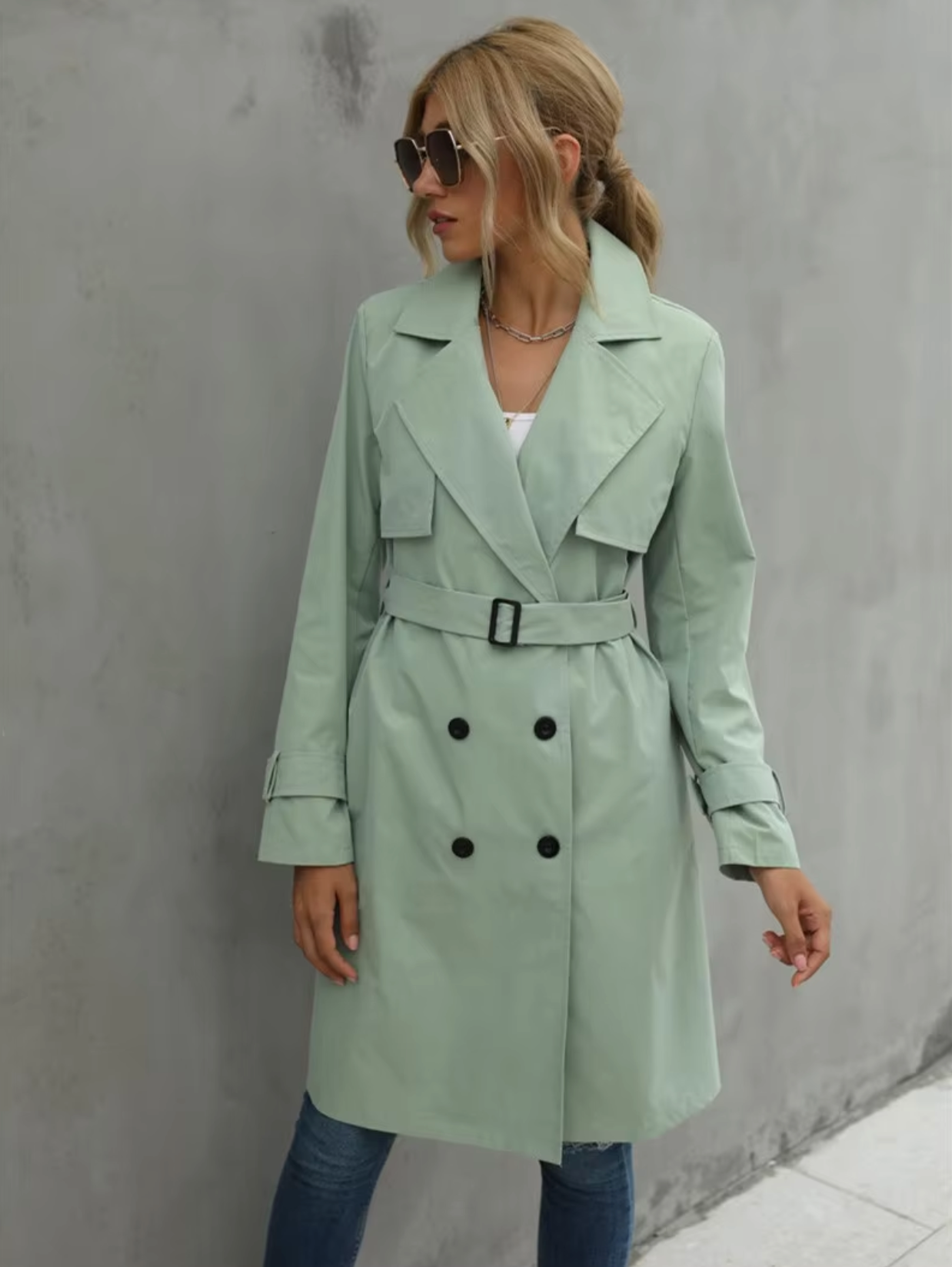 Mathilda – Long Sleeve Casual Trench Coat