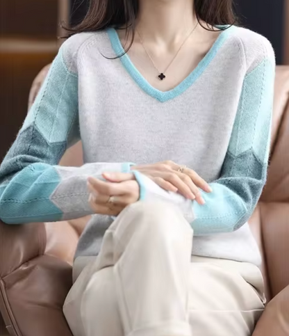 Marce – Colorful V-neck Knitted Sweater