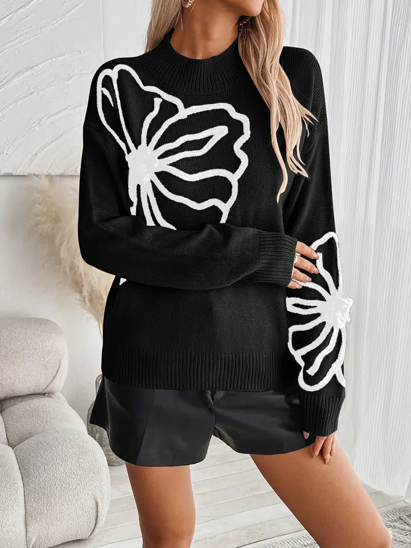 Kelsey – Knitted Floral Embroidery Sweater