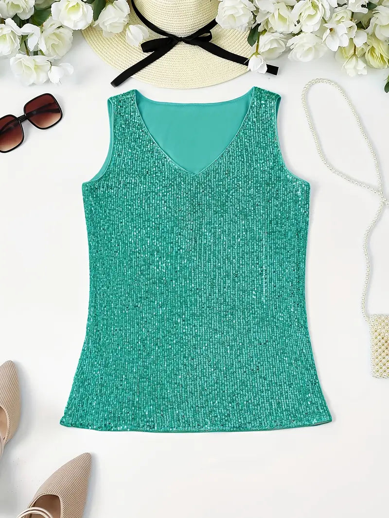 Uma – Elegant Sequined Sleeveless Top