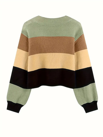 Aquila – Multicolored Cotton V-neck Sweater