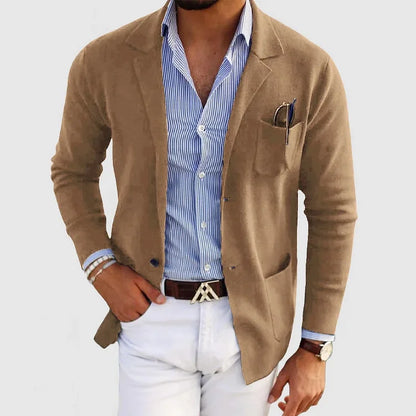 Stylish men's blazer with casual button pockets and lapel collar – Nico