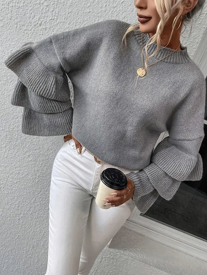 Lauri – Stylish Tiered Bell Sleeves Knitted Sweater