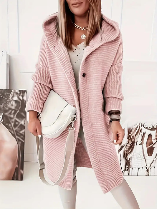 Astrid – Long knitted cardigan with hood