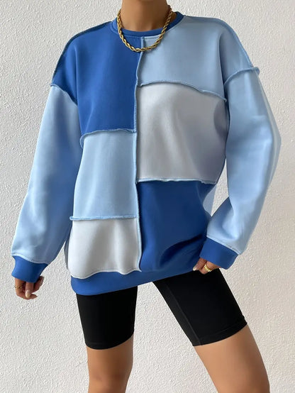 Cheng – Stylish Color Block Sweatshirt