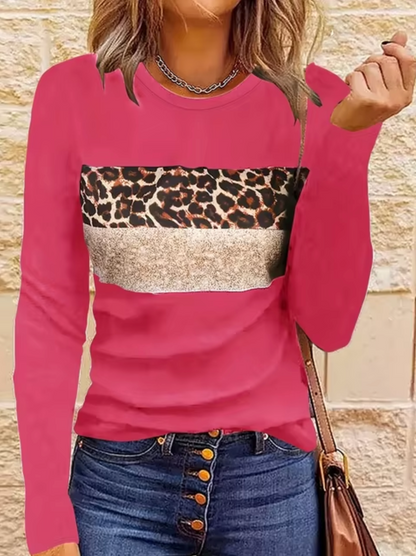 Myline – Long Sleeve Leopard Print T-Shirt