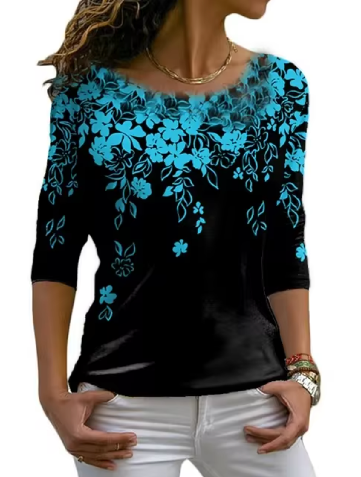 Tisha –  Stylish Floral Long-sleeved T-shirt