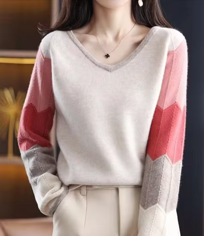 Marce – Colorful V-neck Knitted Sweater