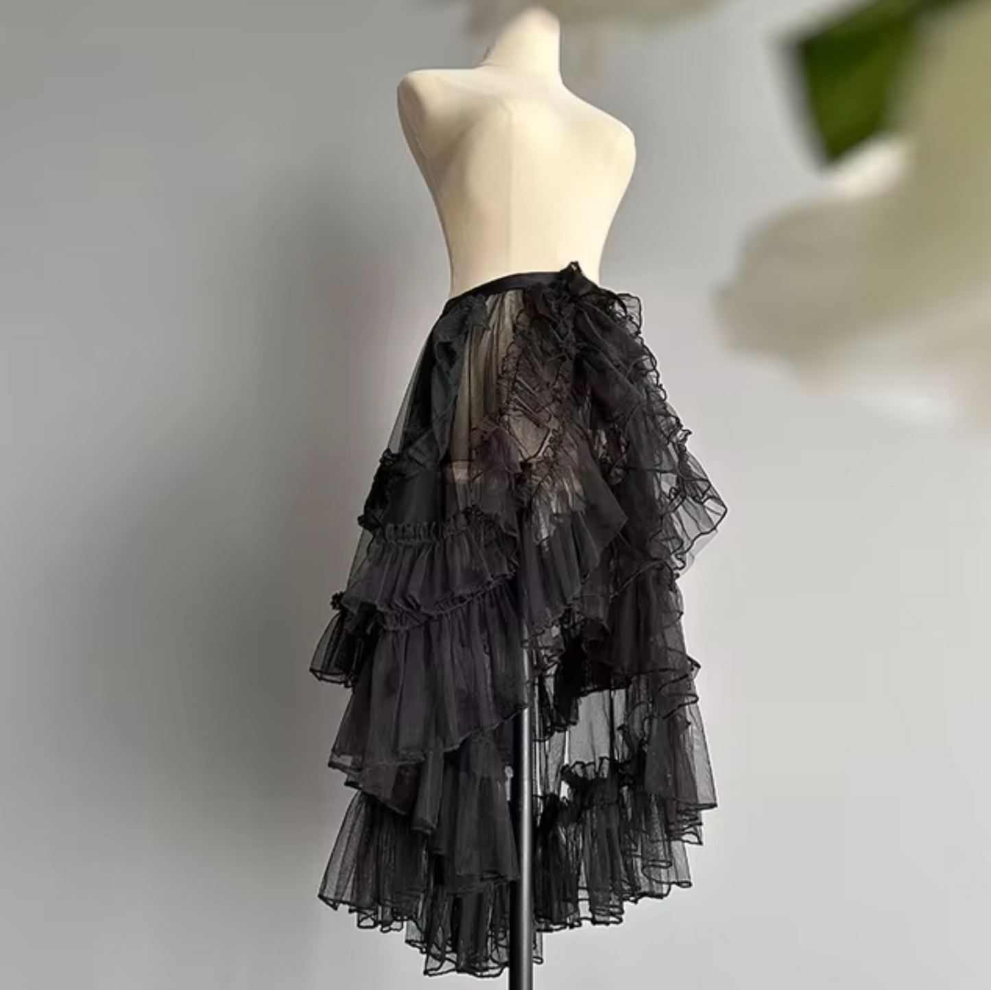 Paola – Lace Mesh Ruffled Wrap Skirt