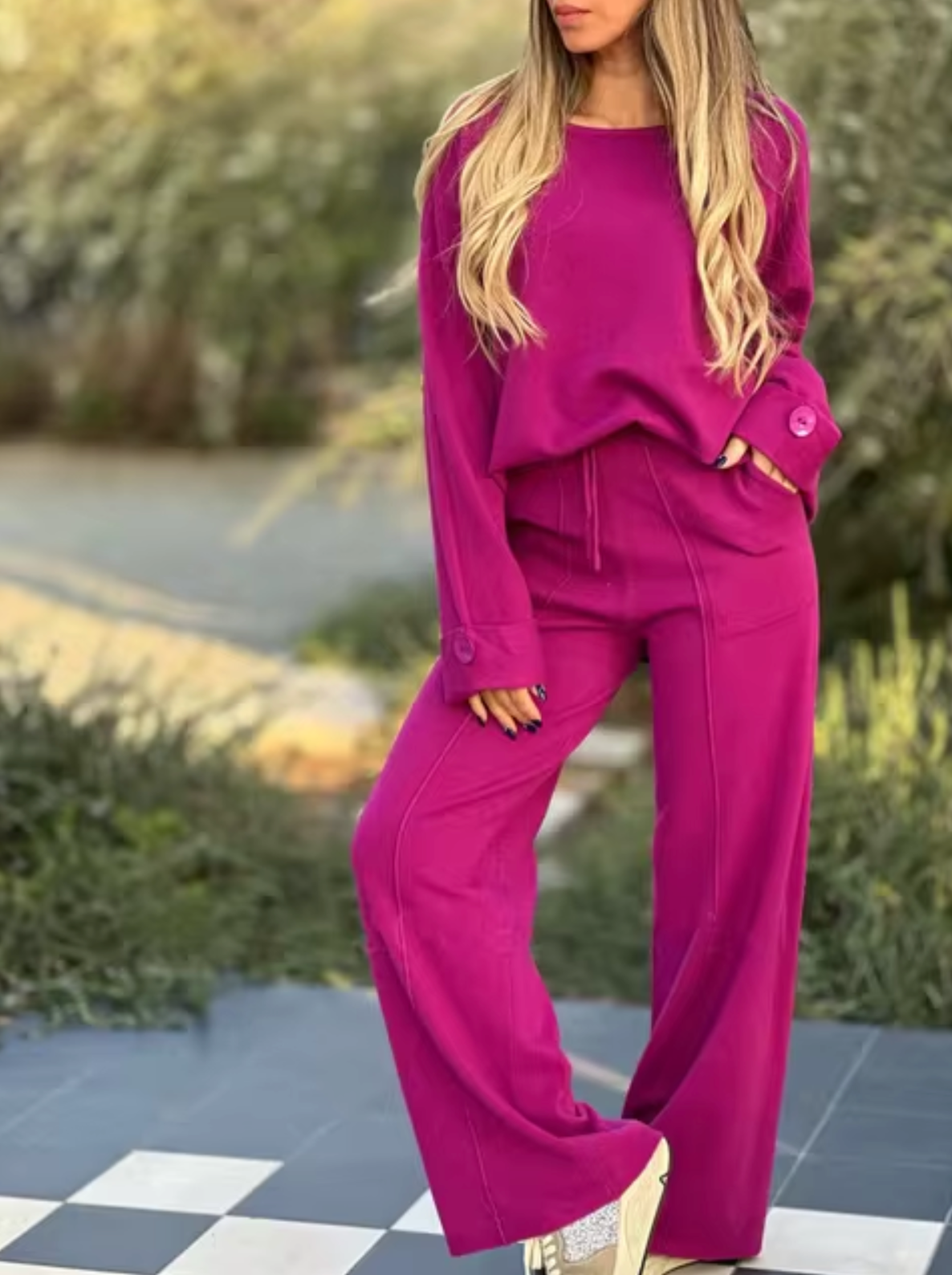 Lori - Long Sleeves and Wide Pants Set