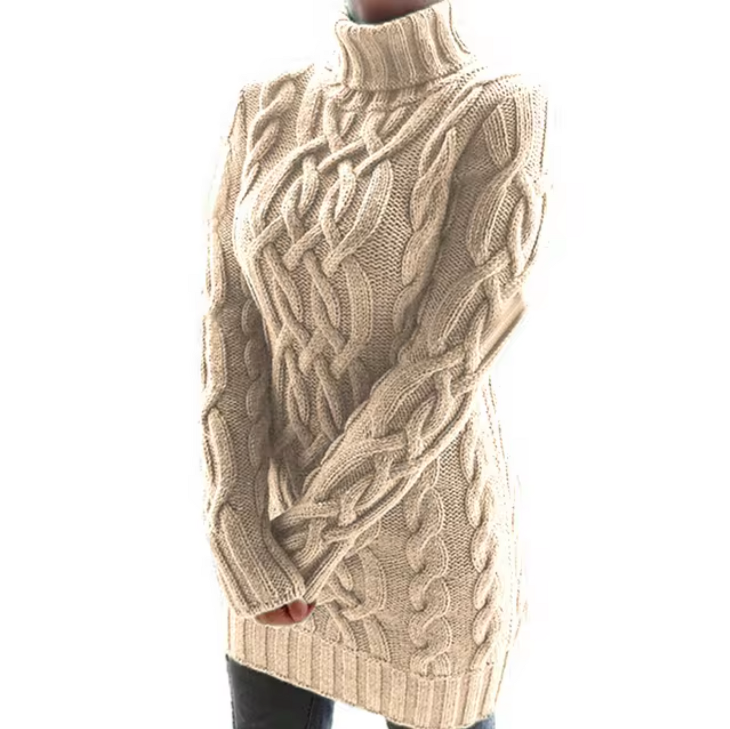 Tina – Knitted Twist Turtleneck Sweater