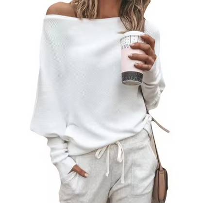 Tanya – Elegant Off-Shoulder Knitted Blouse