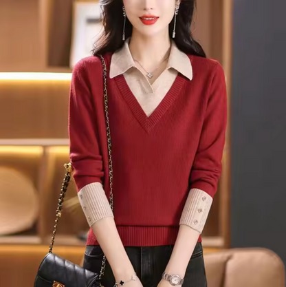 Ellie - Knitted V-neck Sweater